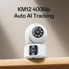 YESIDO KM16 Indoor Dual Lens Camera Wireless Security Cam WiFi Surveillance System with Night Vision / Two-Way Audio / Motion Detection - White