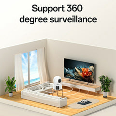 YESIDO KM16 Indoor Dual Lens Camera Wireless Security Cam WiFi Surveillance System with Night Vision / Two-Way Audio / Motion Detection - White