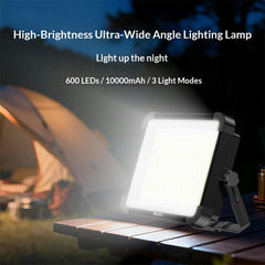 YESIDO DH17 Outdoor Floodlight Emergency Light 600 LED Fill Light 10000mAh Battery for Camping / Fishing - Black