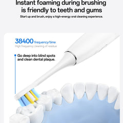 MG24 IPX7 Waterproof Sonic Electric Toothbrush 38400 VPM Long Battery Ergonomic Handle - White