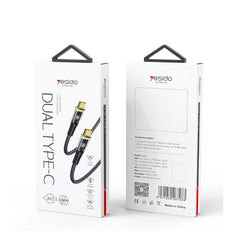 CA103 100W (20V/5A) Type-C to Type-C Nylon Braided Data Cable Fast Charging For Mobile Phone