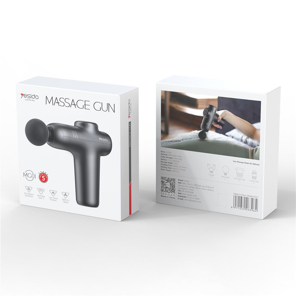 MG01 5 Speeds Muscle Relief Portable Deep Tissue Massage Gun with 4 Heads