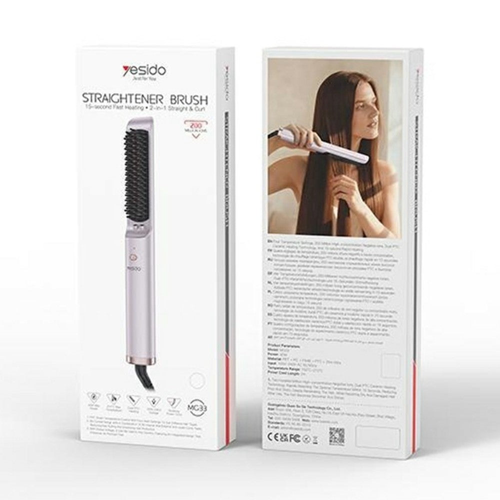 MG33 EU Plug Hair Straightener Brush Smart Temperature Control Negative lon Hair Straightening Comb