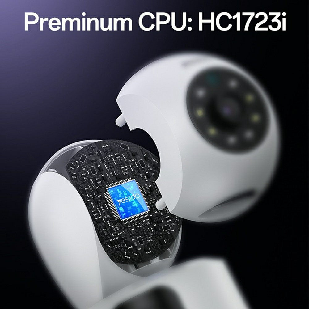 YESIDO KM16 Indoor Dual Lens Camera Wireless Security Cam WiFi Surveillance System with Night Vision / Two-Way Audio / Motion Detection - White