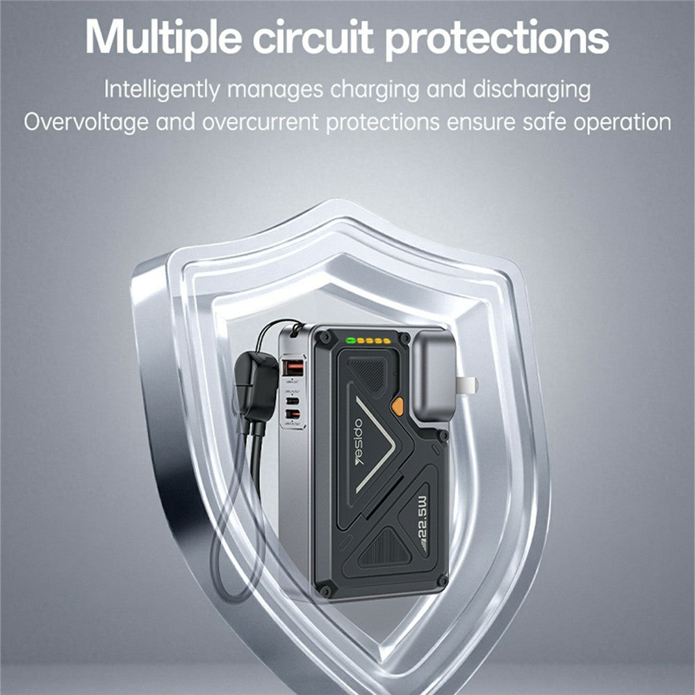 YP89 AC + DC Wireless Charging 10000mAh Power Bank with Stand iP / USB / Type C Multi Port 22.5W Fast Charger