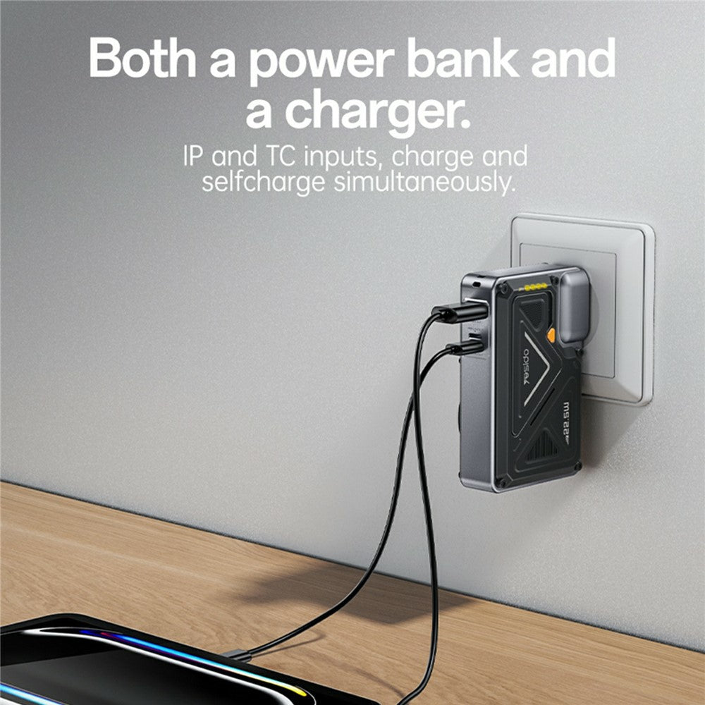 YP89 AC + DC Wireless Charging 10000mAh Power Bank with Stand iP / USB / Type C Multi Port 22.5W Fast Charger