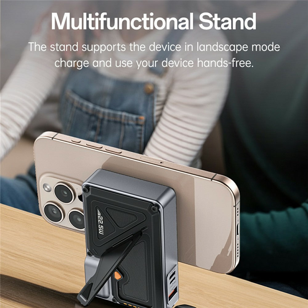 YP89 AC + DC Wireless Charging 10000mAh Power Bank with Stand iP / USB / Type C Multi Port 22.5W Fast Charger