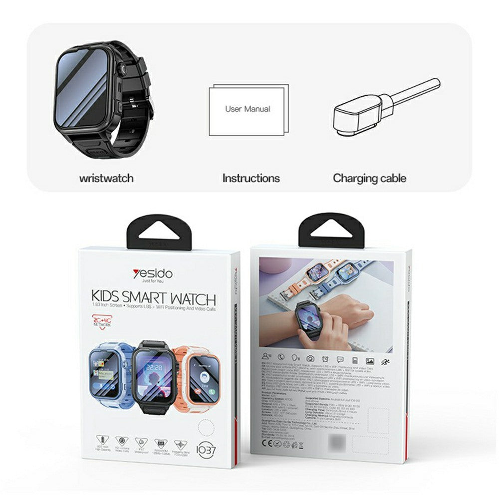 YESIDO IO37 For Children 4G Smartwatch IP67 Waterproof GPS Tracking Video Call Wrist Watch with SOS Function