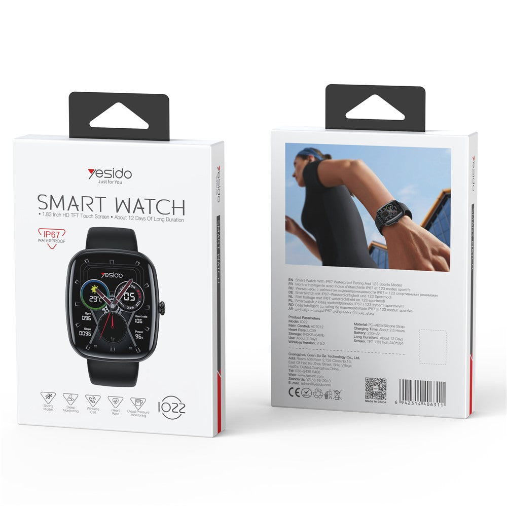 IO22 1.83 Inch Big Screen Real-time Message Notification Health Detection BT Smart Call Watch