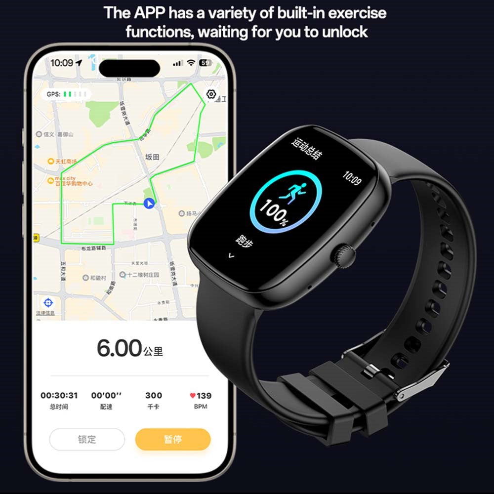 IO22 1.83 Inch Big Screen Real-time Message Notification Health Detection BT Smart Call Watch