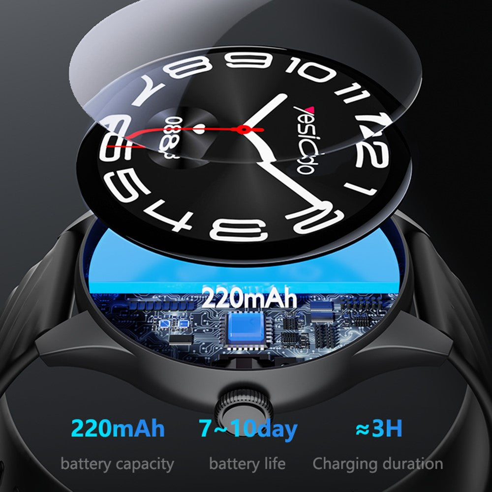 YESIDO IO43 Smart Watch 1.53 Inch HD Display Health Tracker with Heart Rate Monitor / Call Function / Music Control