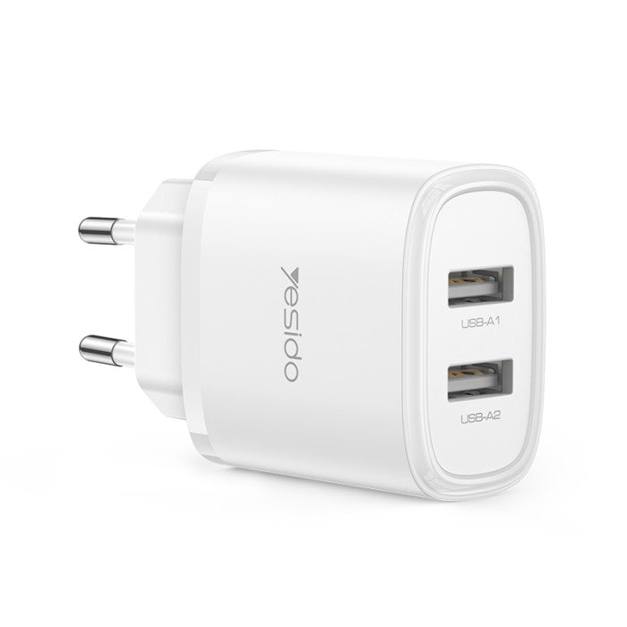 YC72 12W 2*USB-A Dual-port Fast Charging Small And Portable Safety Protection EU Plug Travel Charger