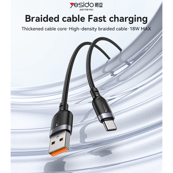 CA132C 1.2 Meter 18W Fast Charging USB to Type-C Aluminum Alloy Braided Data Cable