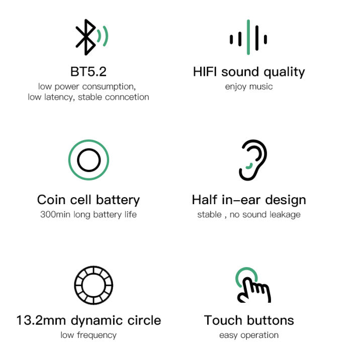 TWS11 Lightning Charging Bluetooth 5.2 Aroha 1562M TWS Earphone