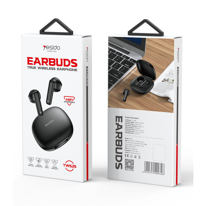 TWS25 BT5.3 TWS Bluetooth Earphone | With HD Microphone Without Delay Semi-In-Ear Headset