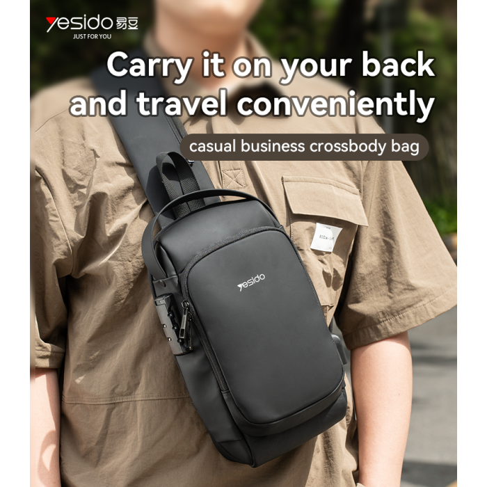 WB46 Large Capacity USB Conversion Interface Wirh Combination Lock Casual Business Crossbody Bag