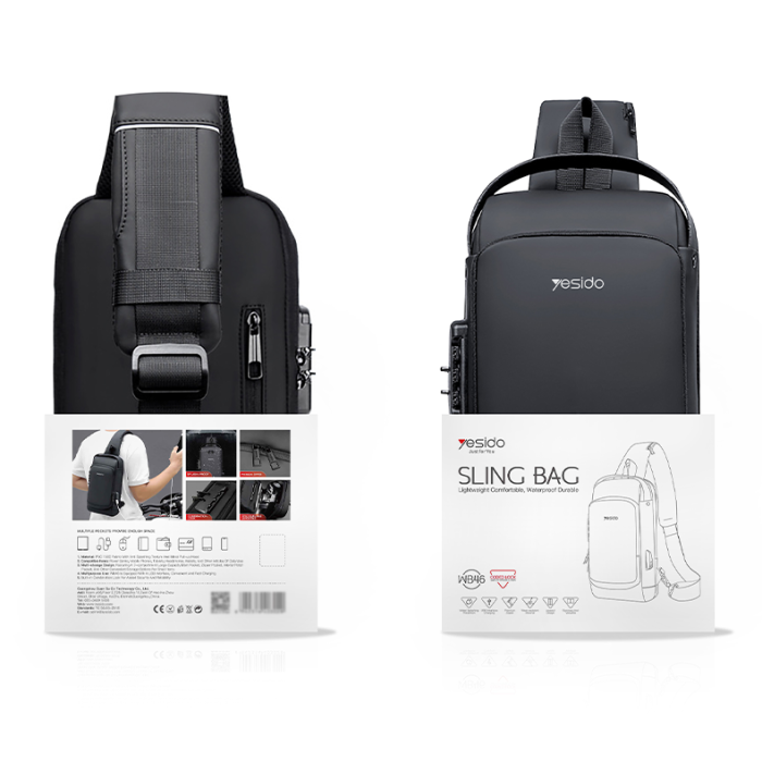 WB46 Large Capacity USB Conversion Interface Wirh Combination Lock Casual Business Crossbody Bag