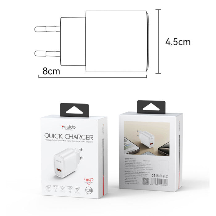YC66 Overspeed Fast Charge Fireproof Material QC18W Single A EU Char