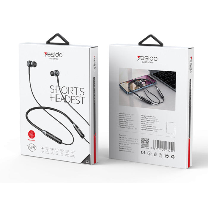 YSP10 Neckband Headphone Sport Wireless Sweat-proof Neckband Headset Magnetic Wireless Earphone