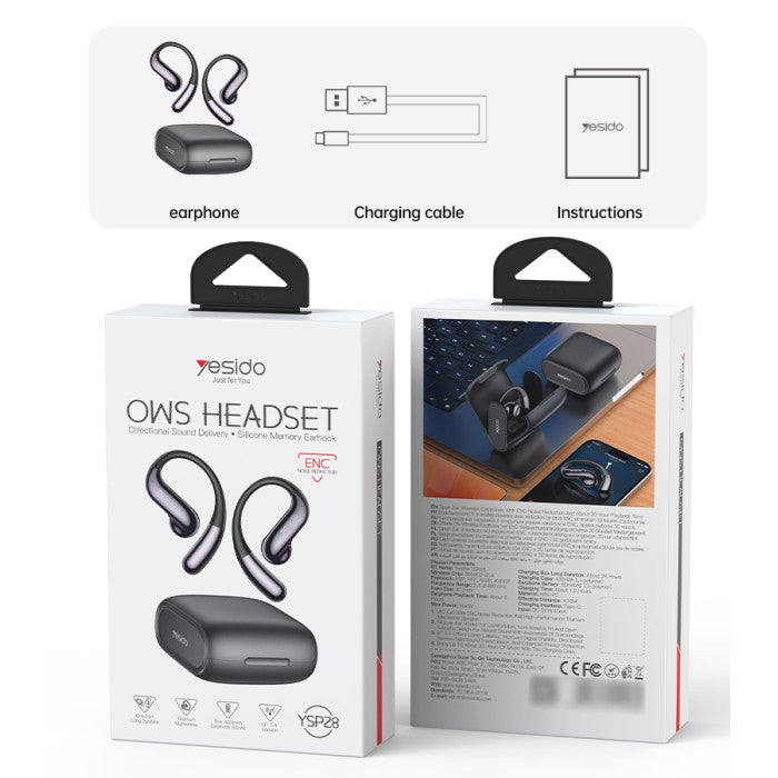 YSP28 BT5.4 ENC Noise Reduction Long Endurance Open Design Hifi Sound Quality OWS Wireless Headphone