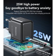 YC62 Portable 25W PD Low Temperature Fast Charging European Standard GaN Fast Charger